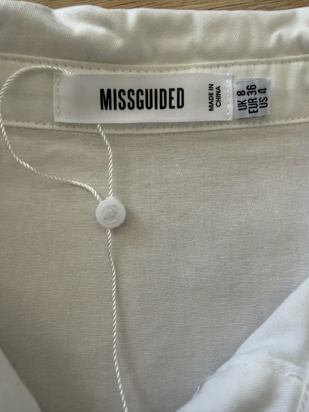 NWOT Missguided White Button-Front Long Sleeve Skater Shirt Dress - Picture 11 of 13